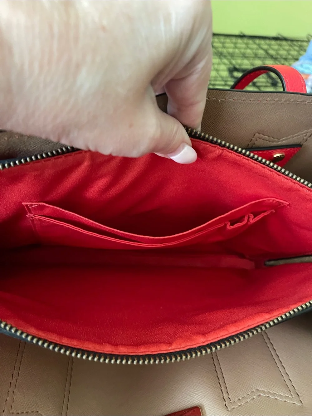 Marc Jacobs Bright Red Leather Satchel with Gold Accents